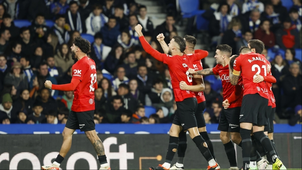 Los jugadores del Mallorca celebran un gol